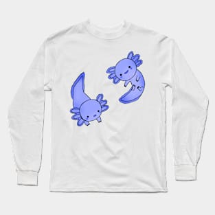 Blue cute axolotls Long Sleeve T-Shirt